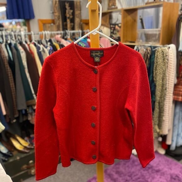 Requirements Medium Red Cardigan - Picture 1 of 3